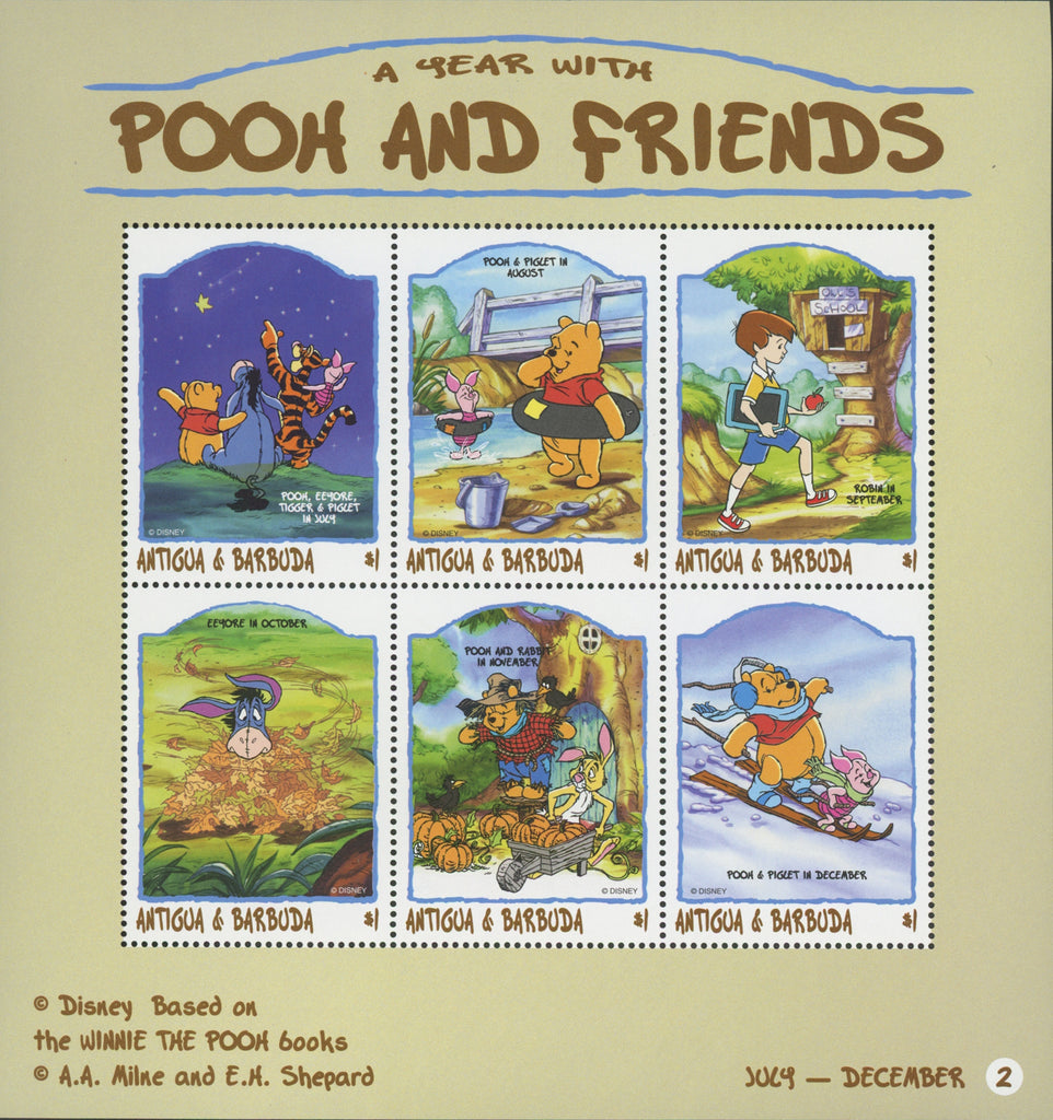 Disney Stamp a Year with Pooh & Friends Souvenir Sheet of 6 MNH
