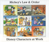 St. Vincent Mickey's Law & Order Police Cop Guard Donald Duck Souv. of 8 MNH