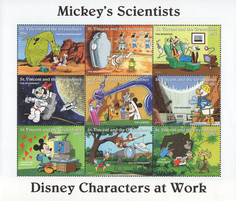 St. Vincent Mickey's Scientists Astronaut Inventor Engineer Chemist Souv. of 8 M