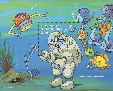 Disney Stamp Oceanographer Goofy Fish Robot Ocean Souv. MNH
