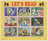 Palau Disney Let's Read Mickey Minnie Donald Goofy Daisy Souv. of 9 Stamp MNH