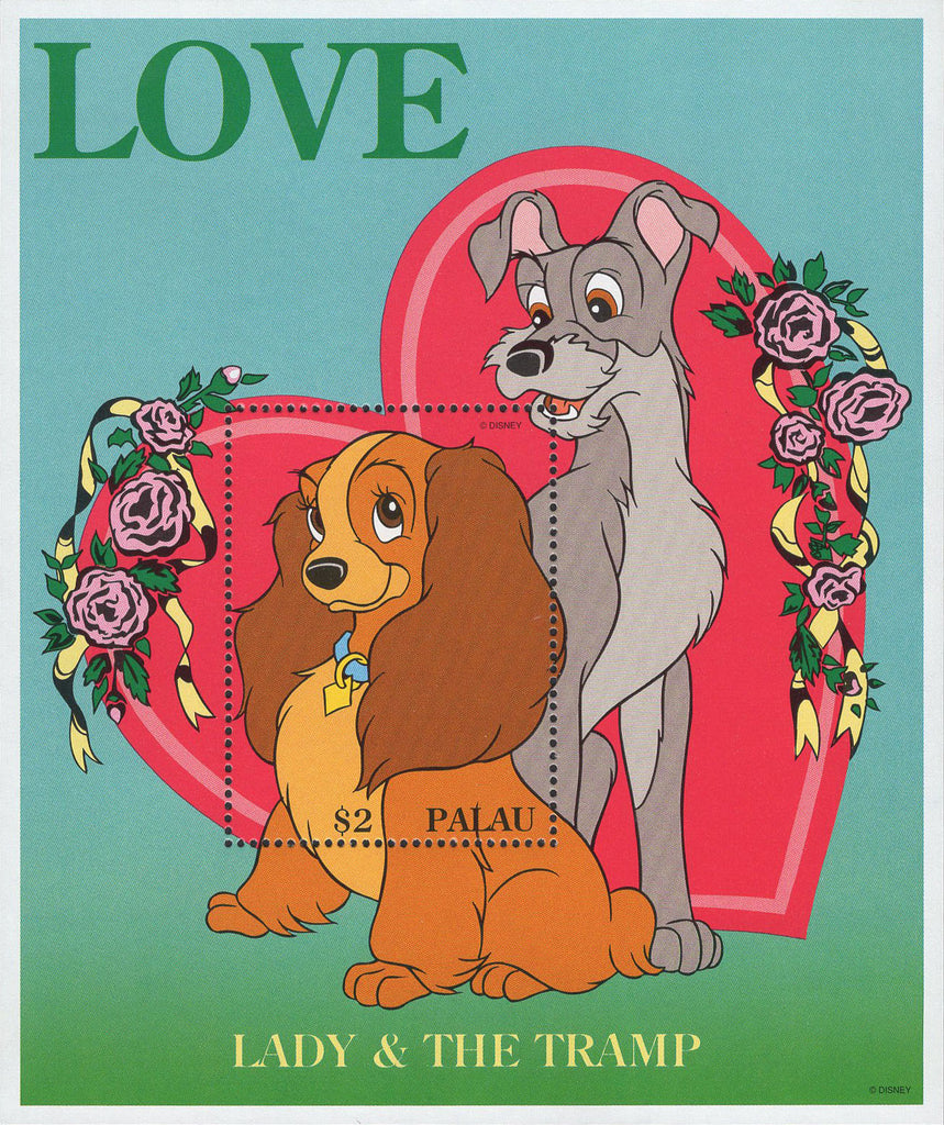 Palau Disney Lady and the Tramp LOVE Souvenir Sheet MNH