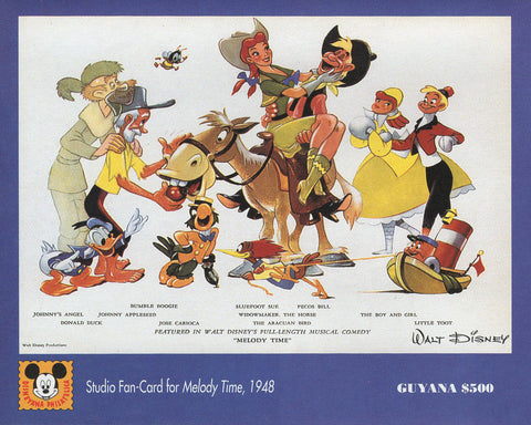 Studio Fan-Card Melody Time Walt Disney Imperforated Souvenir Sheet MNH