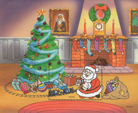 Grenada Christmas Tree Santa Claus Disney Souvenir Sheet Mint NH