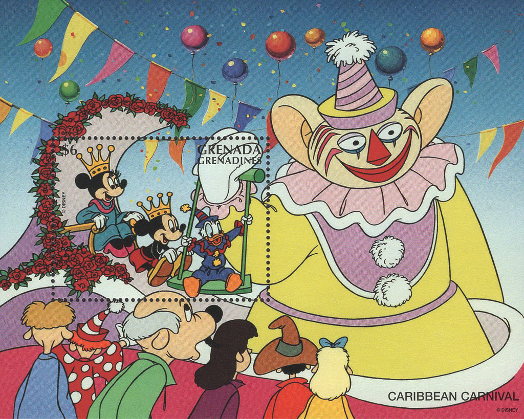 Grenada Caribbean Carnival Parade Mickey Minnie Donald Souvenir Sheet MNH