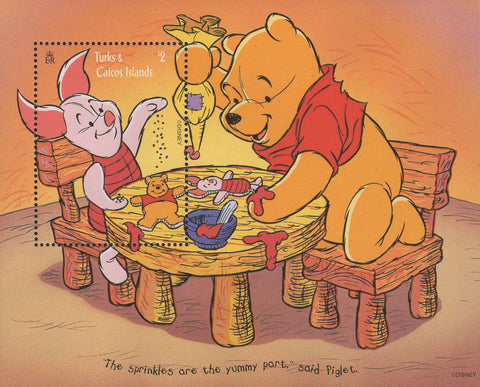 Turks and Caicos Piglet Pooh Sprinkles Cookies Souvenir Sheet Mint NH