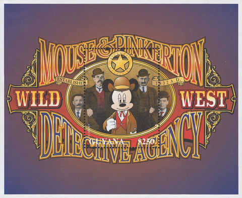 Guyana Mickey Mouse & Pinkerton Detective Agency Wild West Sov. Sheet MNH