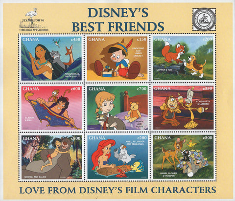 Guyana Disney's Best Friends Love From Characters Sov. Sheet of 9 Stamps MNH