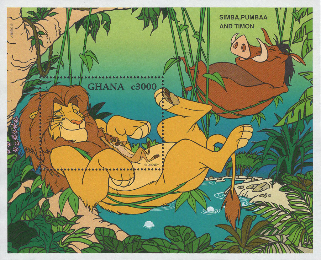 Ghana Simba Pumbaa And Timon Lion King Souvenir Sheet Mint NH
