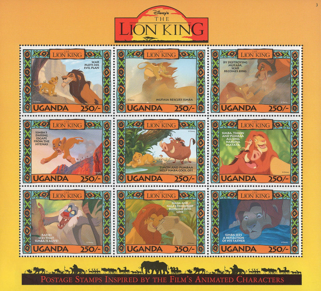 Disney Lion King Characters Souvenir Sheet of 9 Stamps Mint NH