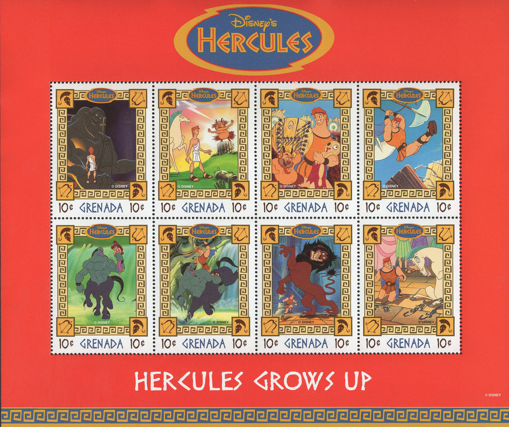 Grenada Disney Hercules Grows Up Souvenir Sheet of 8 Stamps Mint NH