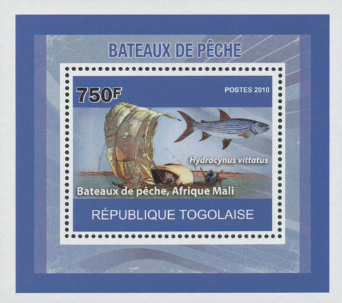 Fishing Boats Hydrocynus Vittatus African Tiger Fish Mini Sov. Sheet Stamp MNH