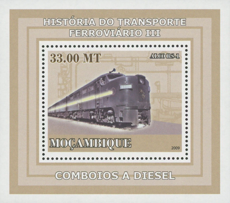Rail Transportation History Diesel Trains ALCO RS-1 Mini Sov. Sheet MNH