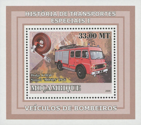Special Transport History Firefighters Dodge Mini Sov. Sheet MNH