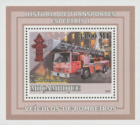 Special Transport History Firefighters Renault Mini Sov. Sheet MNH