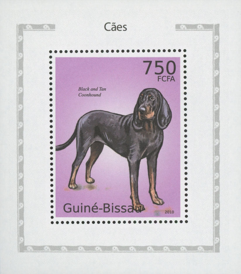 Dog Stamp Black and Tan Coonhound Mini Sov. Sheet Stamp Mint NH