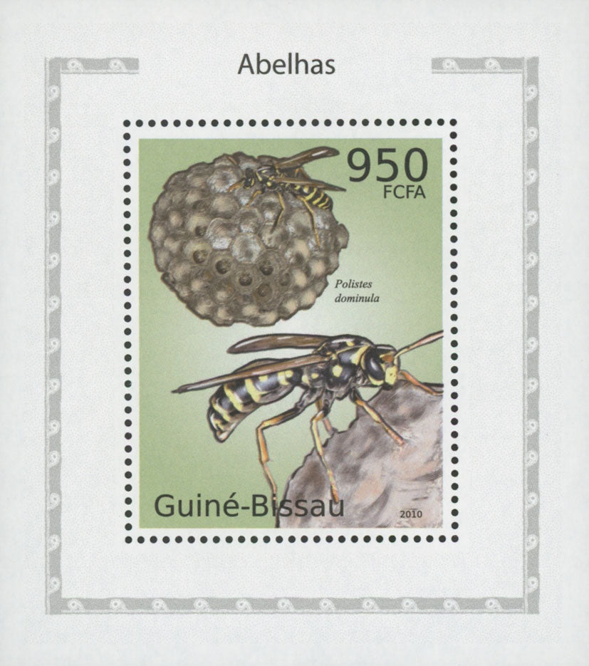 Bees Stamp Insect Polistes Dominula Miniature Souvenir Sheet MNH