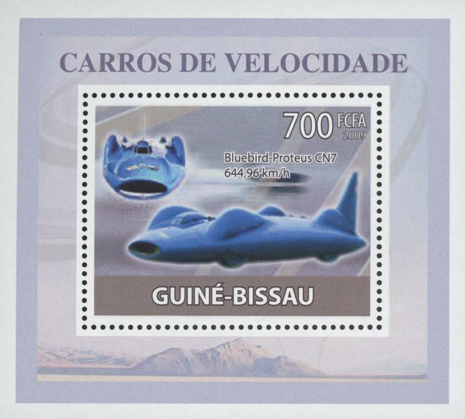 Speed Cars Stamp Transportation Bluebird-Proteus Mini Souvenir Sheet MNH