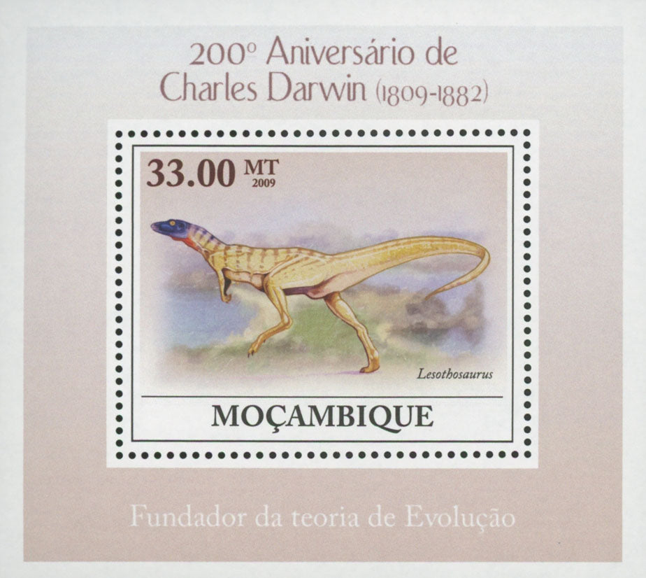Charles Darwin Anniversary Lesothosaurus Mini Sov. Sheet MNH