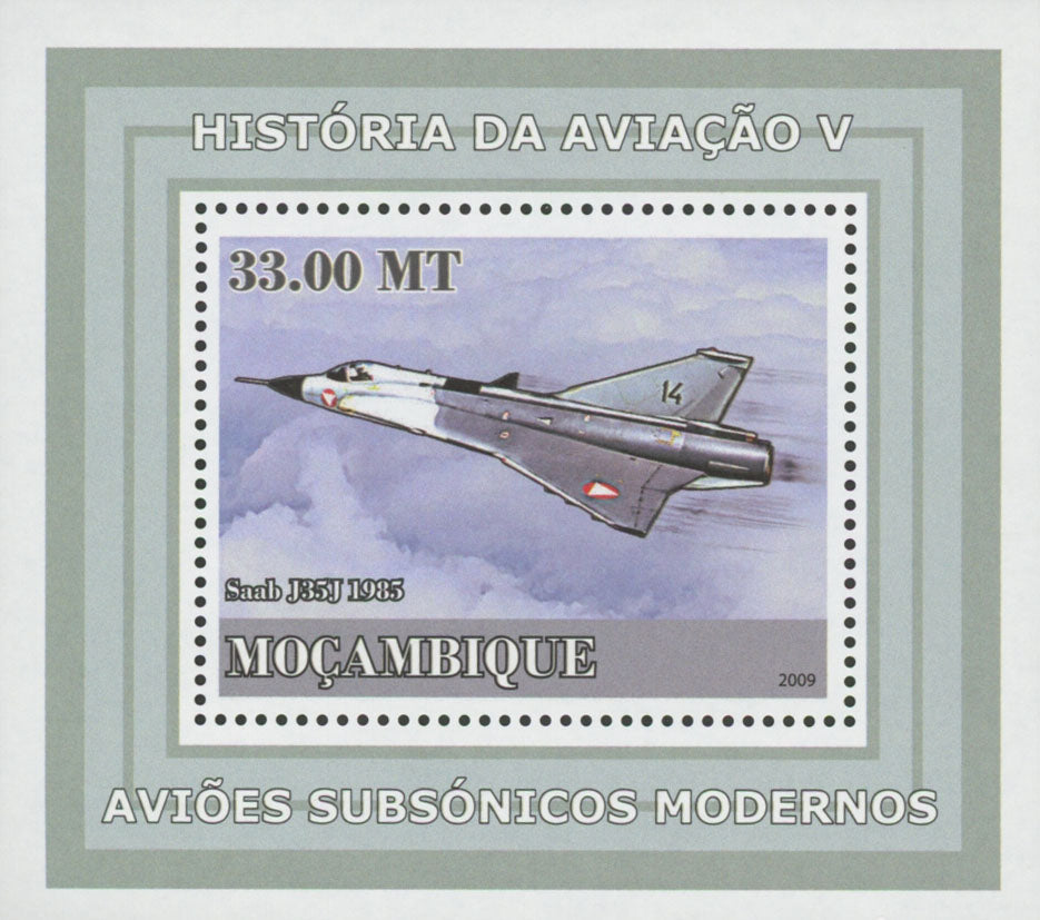 Supersonic Planes Saab J35J Mini Sov. Sheet MNH
