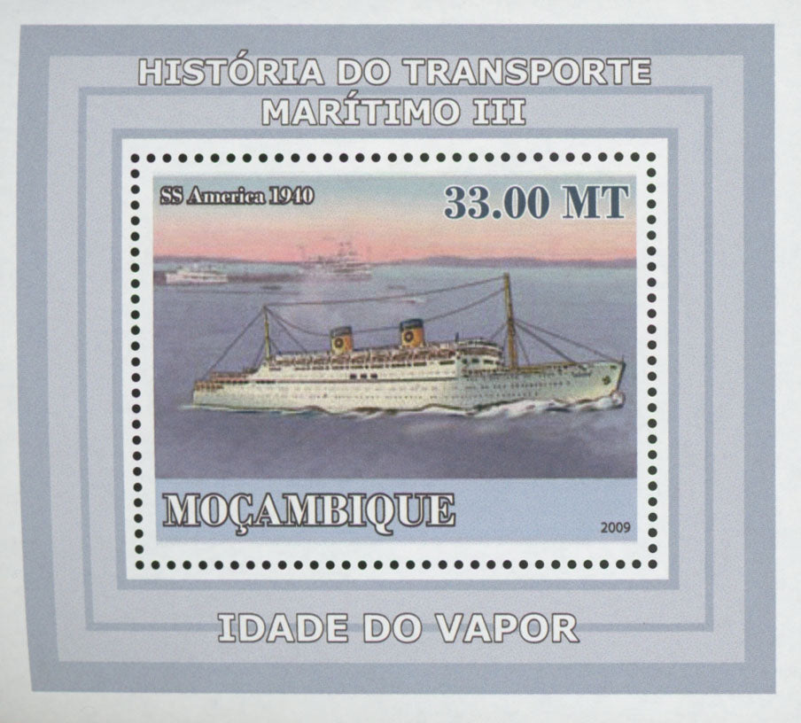 Maritime Transport SS America Mini Sov. Sheet MNH