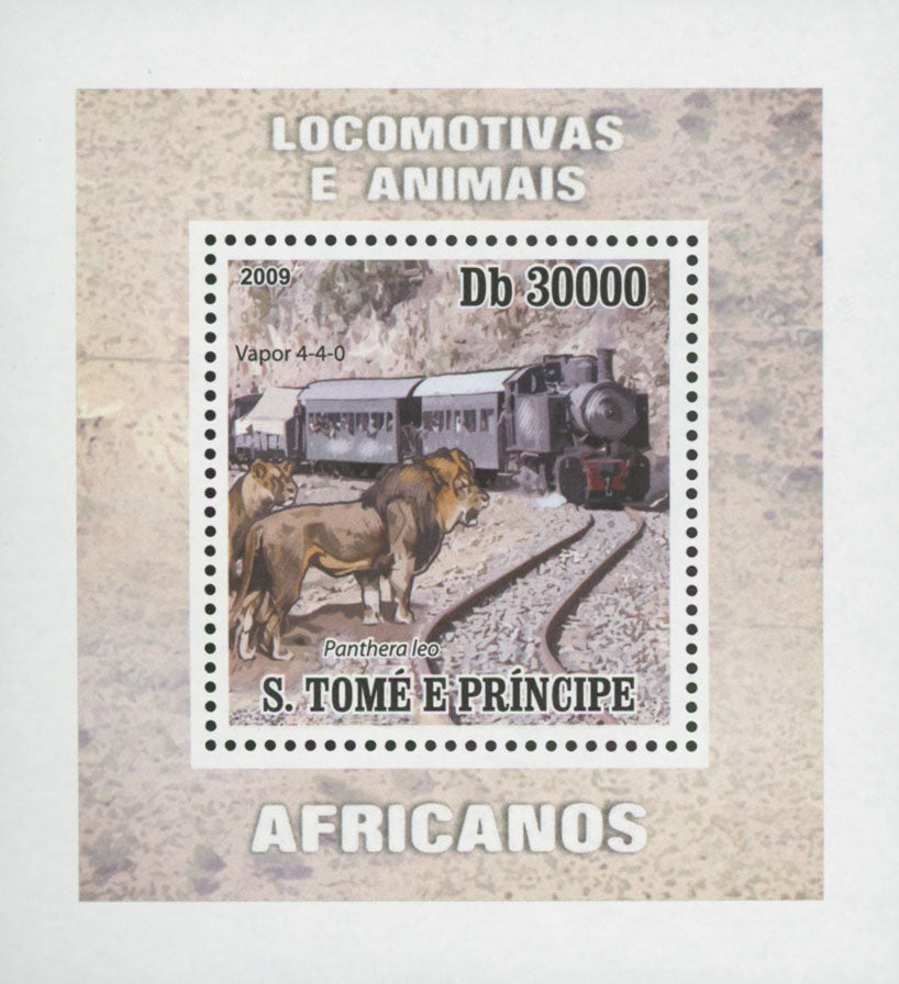 Locomotives and Animals Lion Mini Sov. Sheet MNH