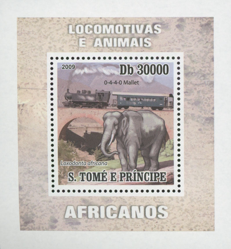 Locomotives and Animals Elephant Mini Sov. Sheet MNH