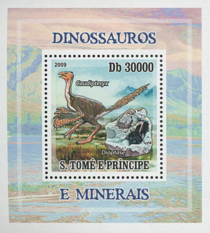 Dinosaur and Minerals Dioptase Mini Sov. Sheet MNH
