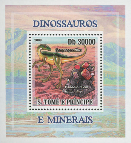 Dinosaur and Minerals Vanadinite Mini Sov. Sheet MNH