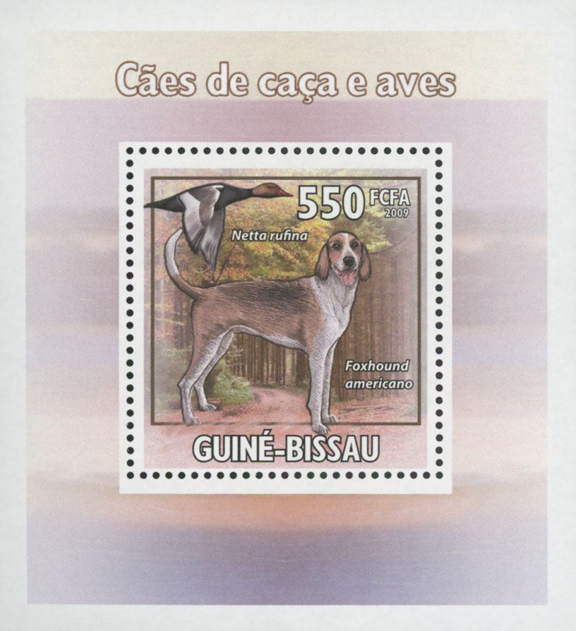 Hunting Dog Stamp and Bird American Foxhound Mini Sov. Sheet MNH