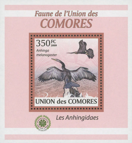 Stamp in a Stamp Darter Birds Anhinga Melanogaster Mini Sov. Sheet MNH