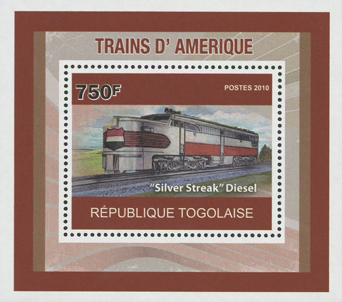 American Trains Silver Streak Diesel Mini Sov. Sheet MNH