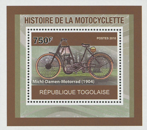 Motorcycle History Michl-Damen-Motorrad Mini Sov. Sheet MNH