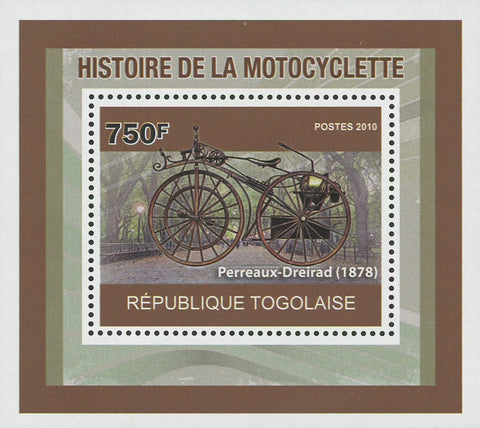 Motorcycle History Perreaux-Dreirad Mini Sov. Sheet MNH