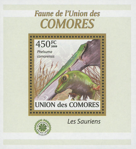 Lizard Stamp Sauria Phelsuma Comorensis Branch Mini Sov. Sheet MNH