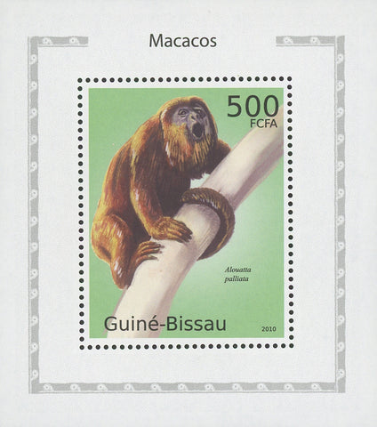 Macaque Alouatta Palliata Monkey Mini Sov. Sheet MNH