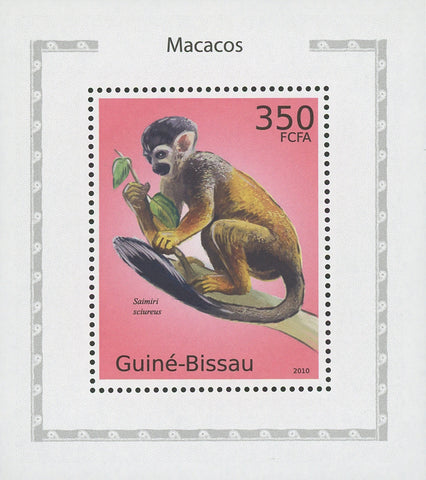 Macaque Saimiri Sciureus Monkey Mini Sov. Sheet MNH