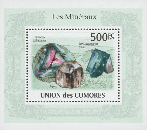 Minerals Tourmaline Albite Mini Sov. Sheet MNH