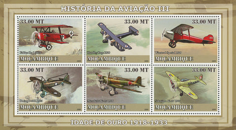 Aviation Golden Age History Sov. Sheet of 6 Stamps MNH