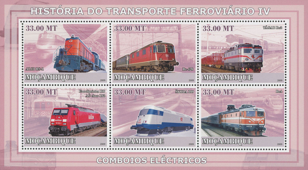 Rail Transportation History Electric Trains Sov. Sheet of 6 Stamps MNH Mint