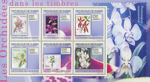 Stamp in a Stamp Orchidaceae Flower Souvenir Sheet of 6 Stamps MNH