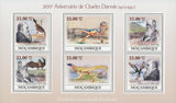 Mozambique Charles Darwin Anniversary Souvenir Sheet of 6 Stamps Mint NH