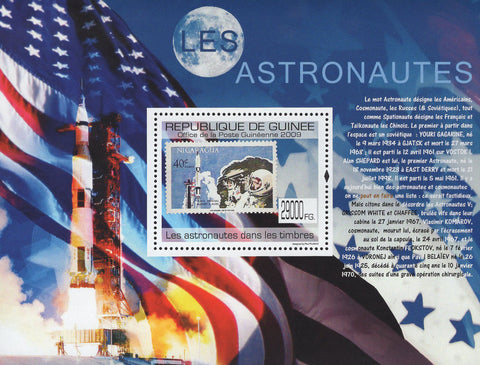 Stamp in a Stamp Astronauts USA Flag Souvenir Sheet MNH