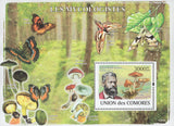 Mycologists Fungi Mushrooms Science Butterflies Souvenir Sheet Mint NH