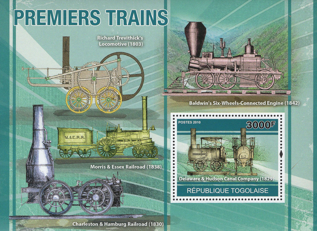 First Trains Stamp Delaware Charleston Transportation Souvenir Sheet MNH