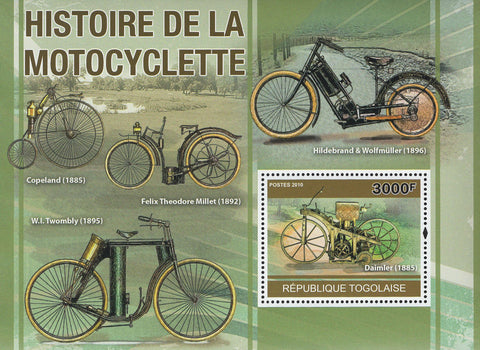 Motorcycle History Copeland Souvenir Sheet Mint NH