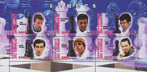 Congo Chess Players Sport Souvenir Sheet of 6 Stamps Mint NH
