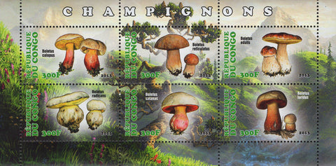 Mushroom Stamp Boletus Luridus Boletus Radicans Boletus Edulis S/S MNH