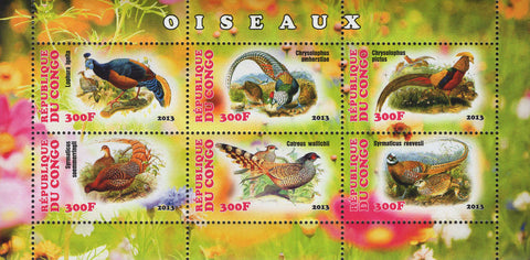 Congo Birds Plants Souvenir Sheet of 6 Stamps Mint NH