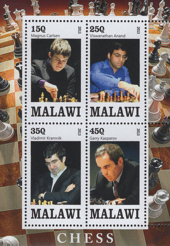 Malawi Chess Players Sport Souvenir Sheet of 4 Stamps Mint NH